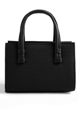 WOVEN HANDBAG - BLACK - M116